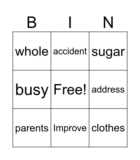 Untitled Bingo Card