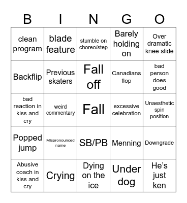 Olympics figure skating bingo Card