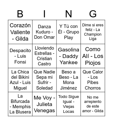 Bingo musical Bingo Card