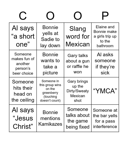 Marie Bingo Card