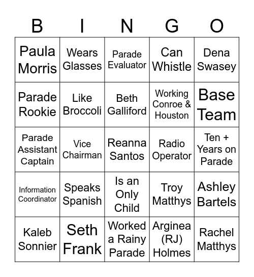 Speakers BINGO Card