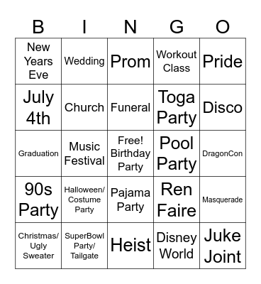 Oops! Wrong Event Bingo Card