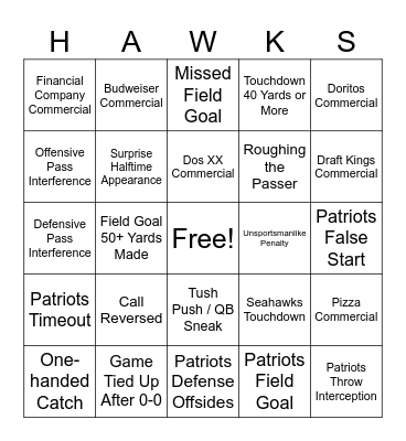 Super Bowl LX BINGO Card