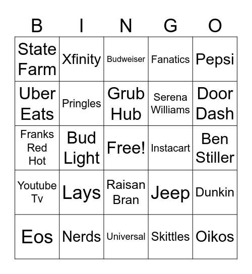 Super Bowl 2026 Bingo Card