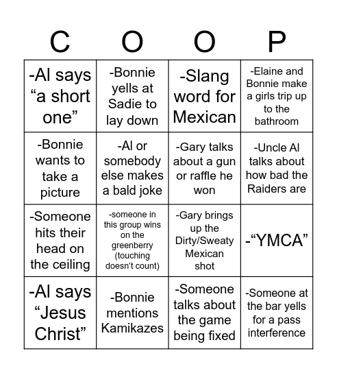 Allison Bingo Card