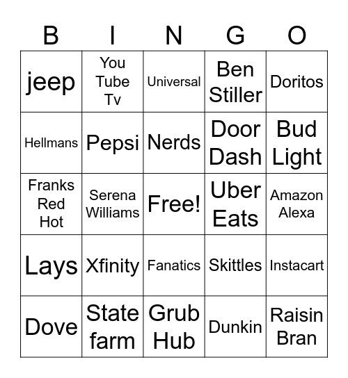 Super Bowl 2026 Bingo Card