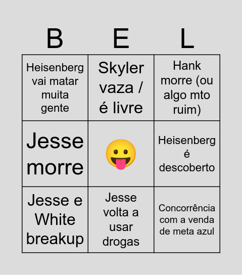 Breaking Bel Bingo Card