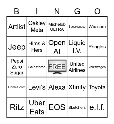 Commercial Bowl 2026 Bingo Card