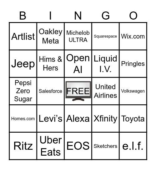 Commercial Bowl 2026 Bingo Card