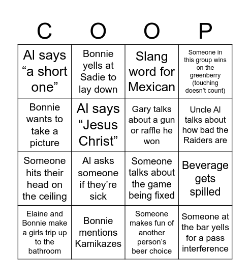 Joshua Bingo Card