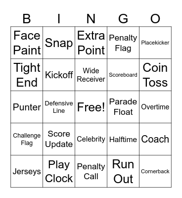 Superbowl LX - Bingo Card