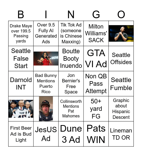 Superb Owl 2026 Bingo Card