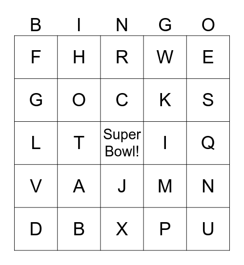 Super Bowl LX Bingo Card