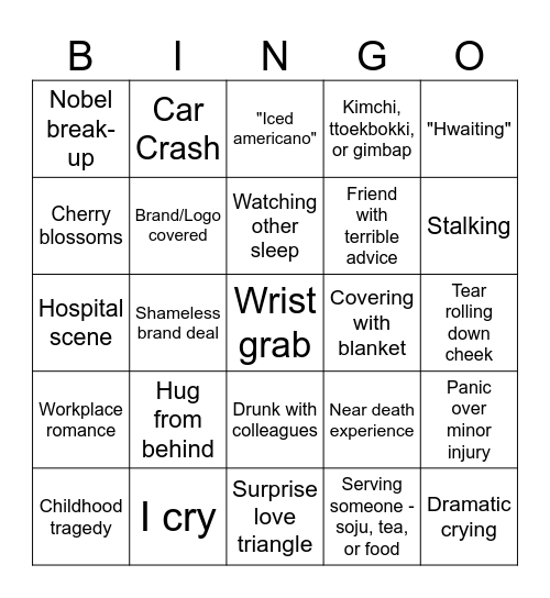 K-Drama Llama Bingo Card