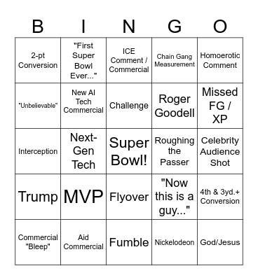 Super Bowl LX Bingo Card