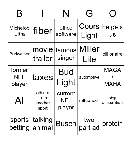 Commercial Bingo Card