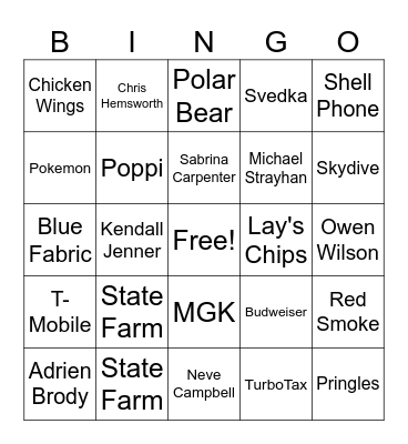 Super Bowl 26' Bingo Card