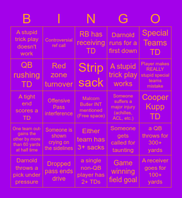 Duocade Super Bowl Bingo v2 Bingo Card