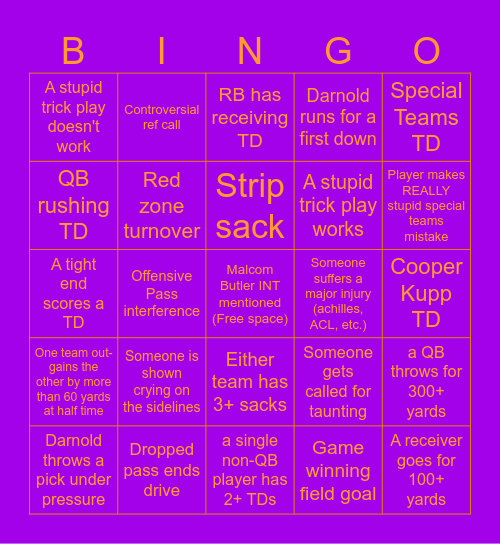 Duocade Super Bowl Bingo v2 Bingo Card
