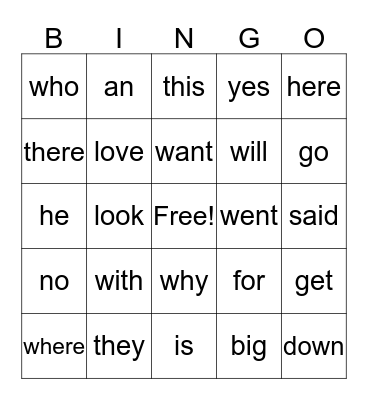 Sight Words Quarter 2 Bingo Card