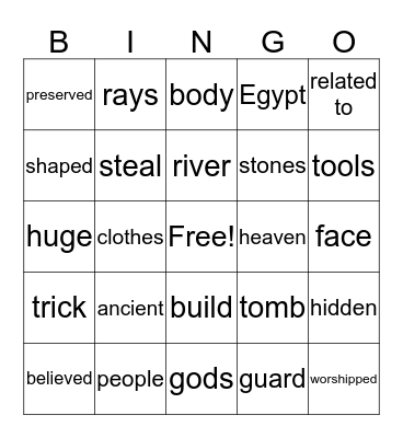 Ancient Egypt Bingo Card