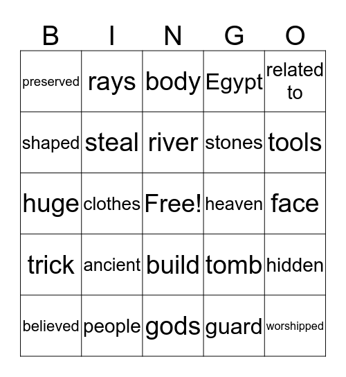 Ancient Egypt Bingo Card