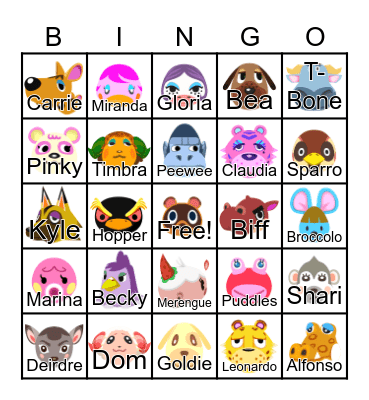 Animal Crossing Bingo Card
