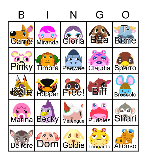 Animal Crossing Bingo Card