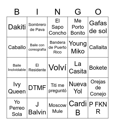 Bad Bunny Super Bowl - Los Anita Bingo Card