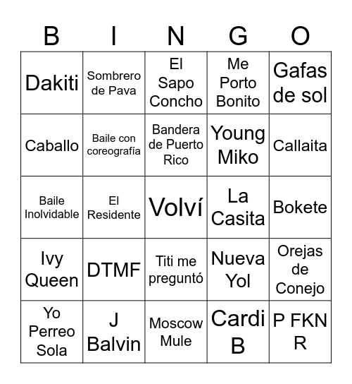 Bad Bunny Super Bowl - Los Anita Bingo Card