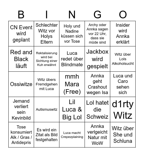 Gurkentreff 2026 Bingo Card