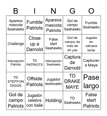 SUPERBOWL LX Bingo Card
