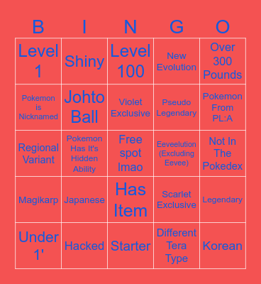 Pokemon Scarlet/Violet Surprise Trade Bingo Card