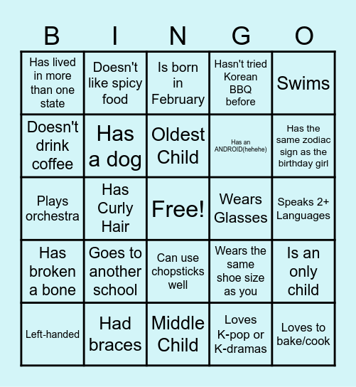 Birthday Icebreaker Bingo Card