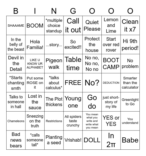 Mrs. Maine Bingo Card