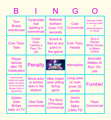 SUPER BOWL LX SUNDAY - S&J's NFL Bingo Biz Bingo Card