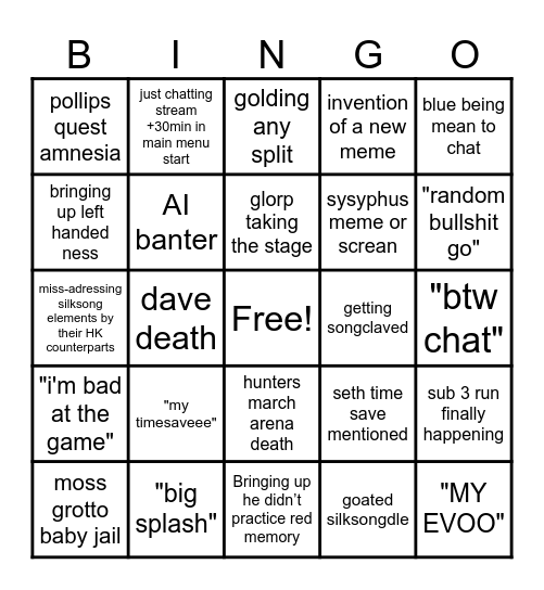 Blue Bingo Card
