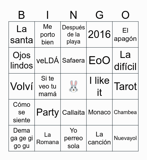 Bad Bunny Super Bowl Bingo Card