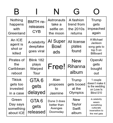 2026 Bingo Card