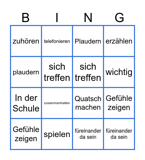 Freundschaft Bingo Card