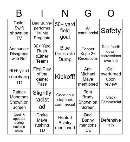 Super60  Bingo Card