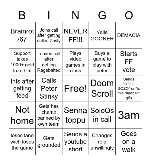 Ivan Bingo Card