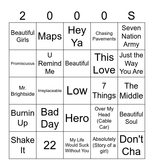 MUSICAL BINGO Card