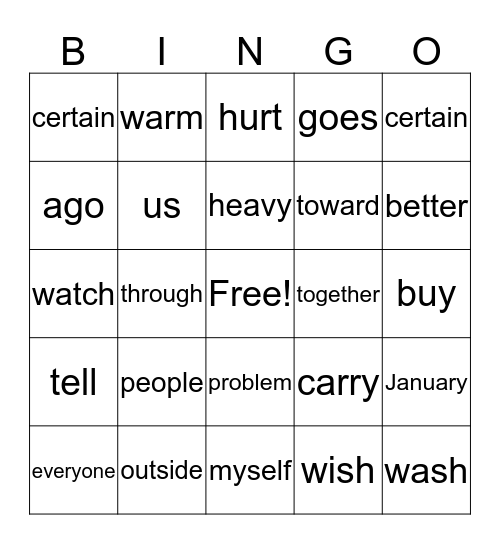 Blue Bingo Card