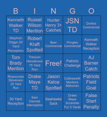 Super Bowl 60 Bingo Card