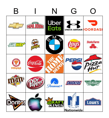 Super Bowl Commercials Bingo Card