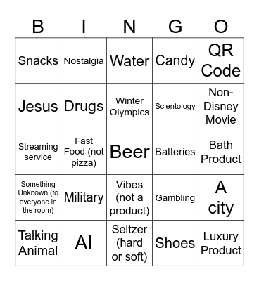 Superb Owl 2026 (things) Bingo Card