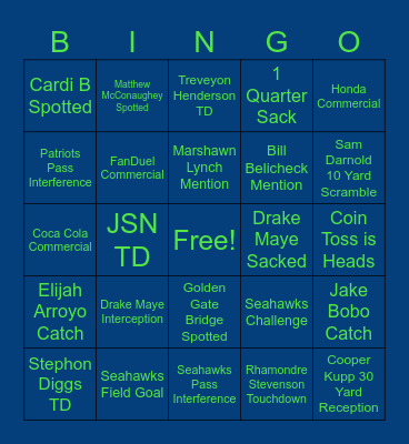 Super Bowl 60 Bingo Card