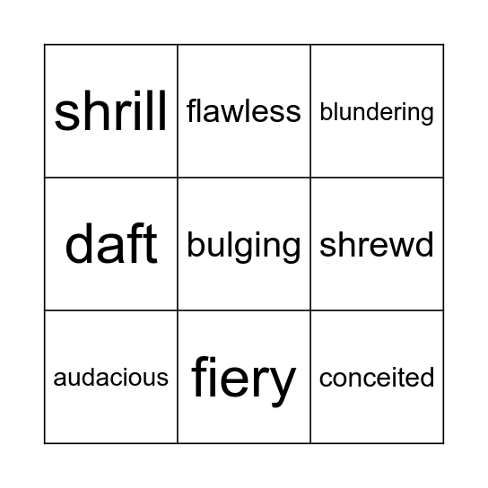 Spelling BEE Bingo Card