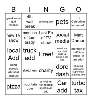 ads Bingo Card
